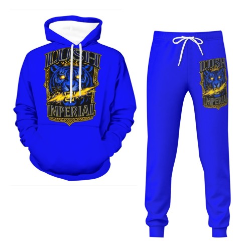 "Lush Imperial Royal Tiger Elite Unisex Jogging Suit – Blue/Gold Luxury Streetwear Set"