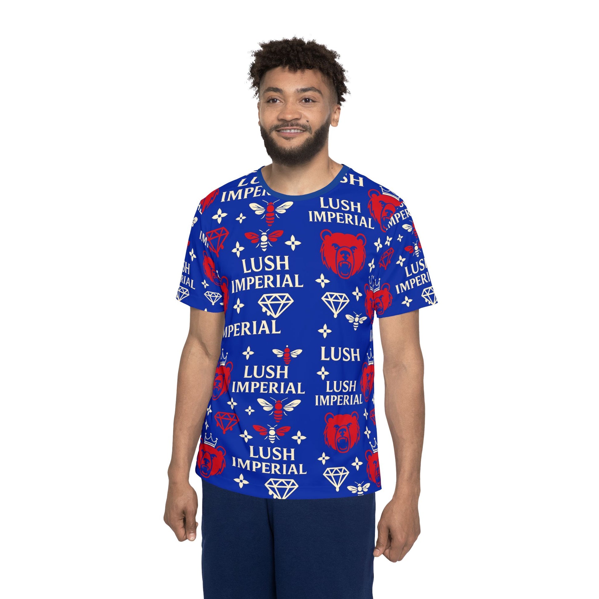 Lush Imperial Bear Red & Blue Jersey Silk Shirt