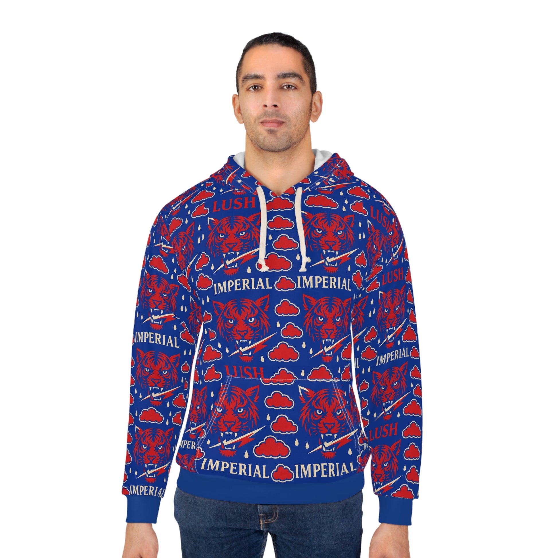 Royal Blue 7 Red  Voltage Vibrant Unisex Pullover Hoodie