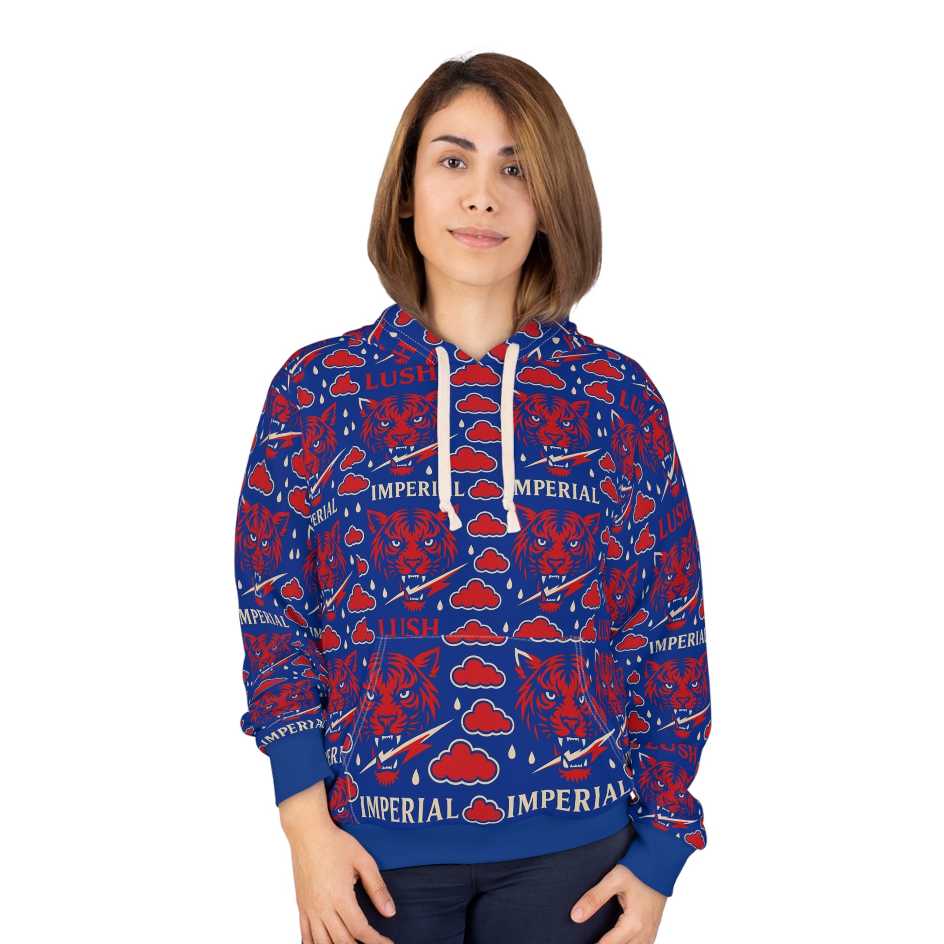 Royal Blue 7 Red  Voltage Vibrant Unisex Pullover Hoodie
