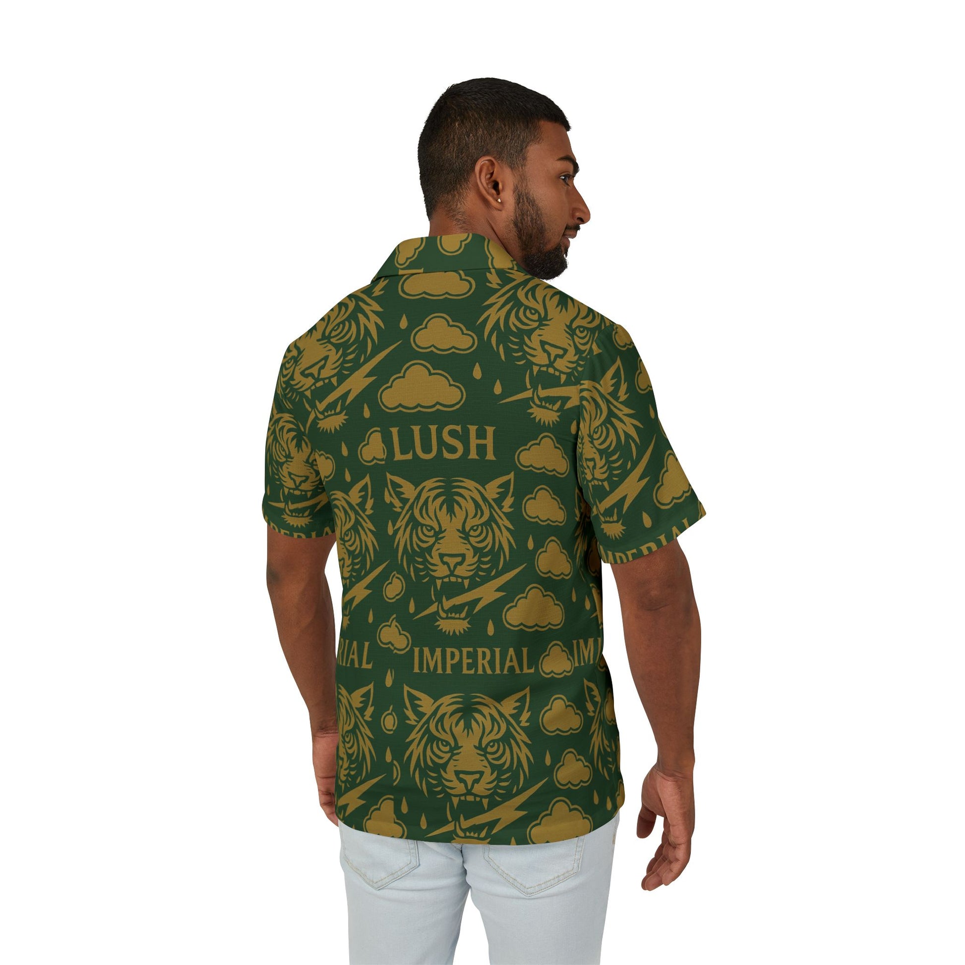 Polyester Green & Gold Lush Imperial Shirt