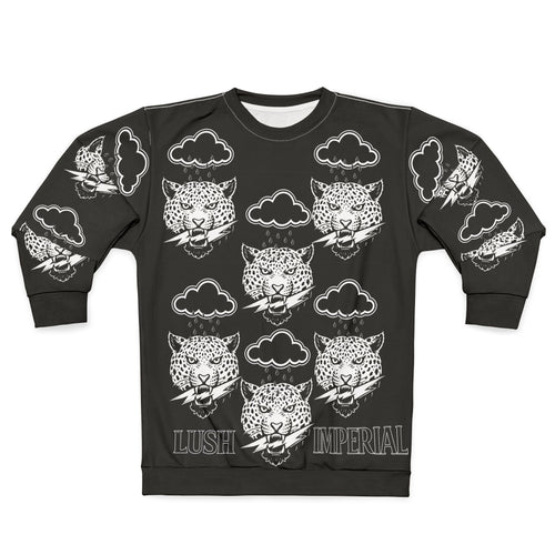 "Leopard Clouds Graphic Sweatshirt — Lush Imperial All-Over Print"