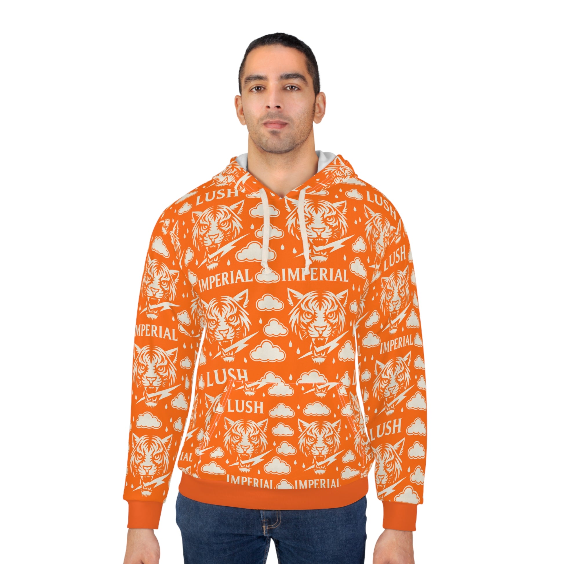 Orange Royal Voltage Unisex Pullover Hoodie (AOP)