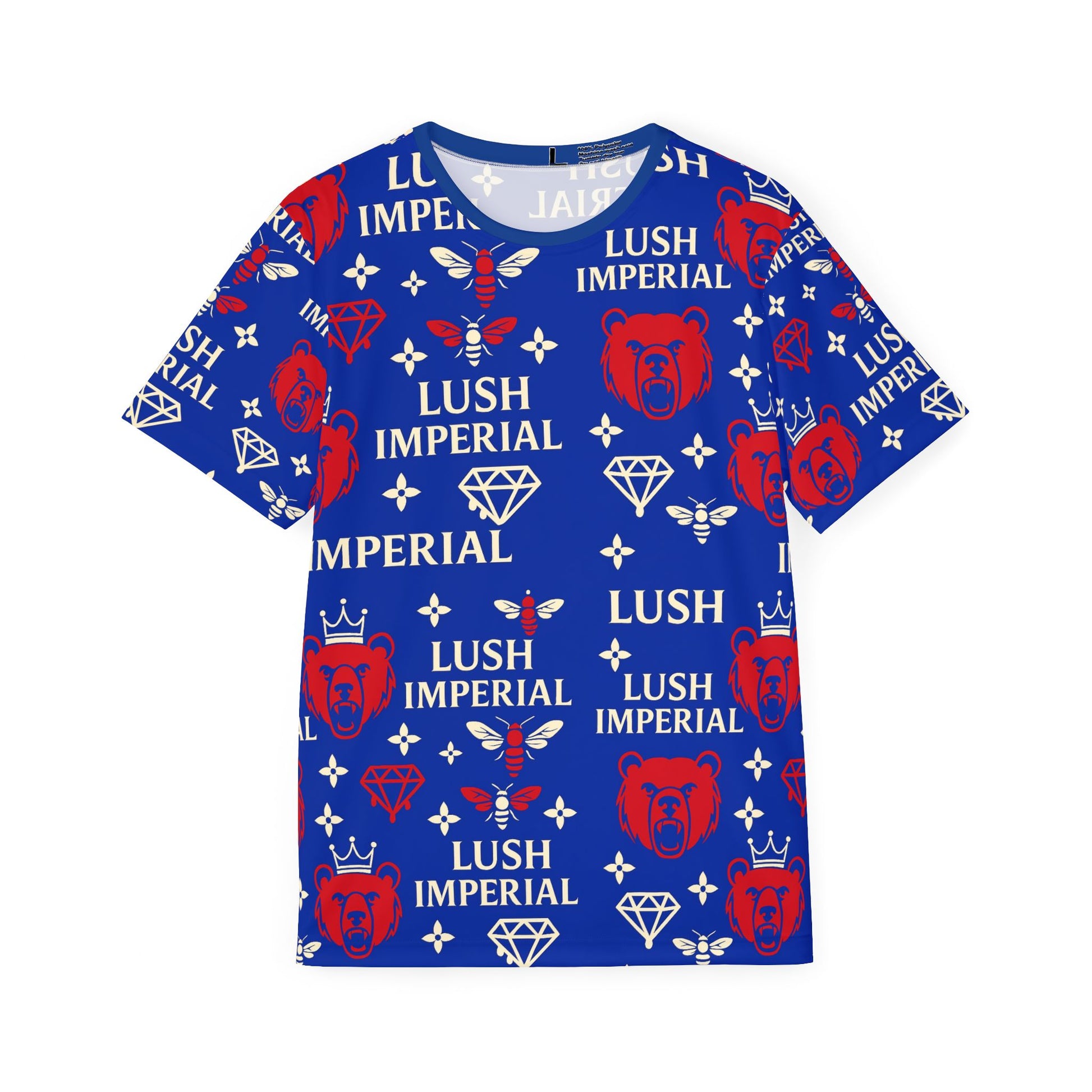 Lush Imperial Bear Red & Blue Jersey Silk Shirt