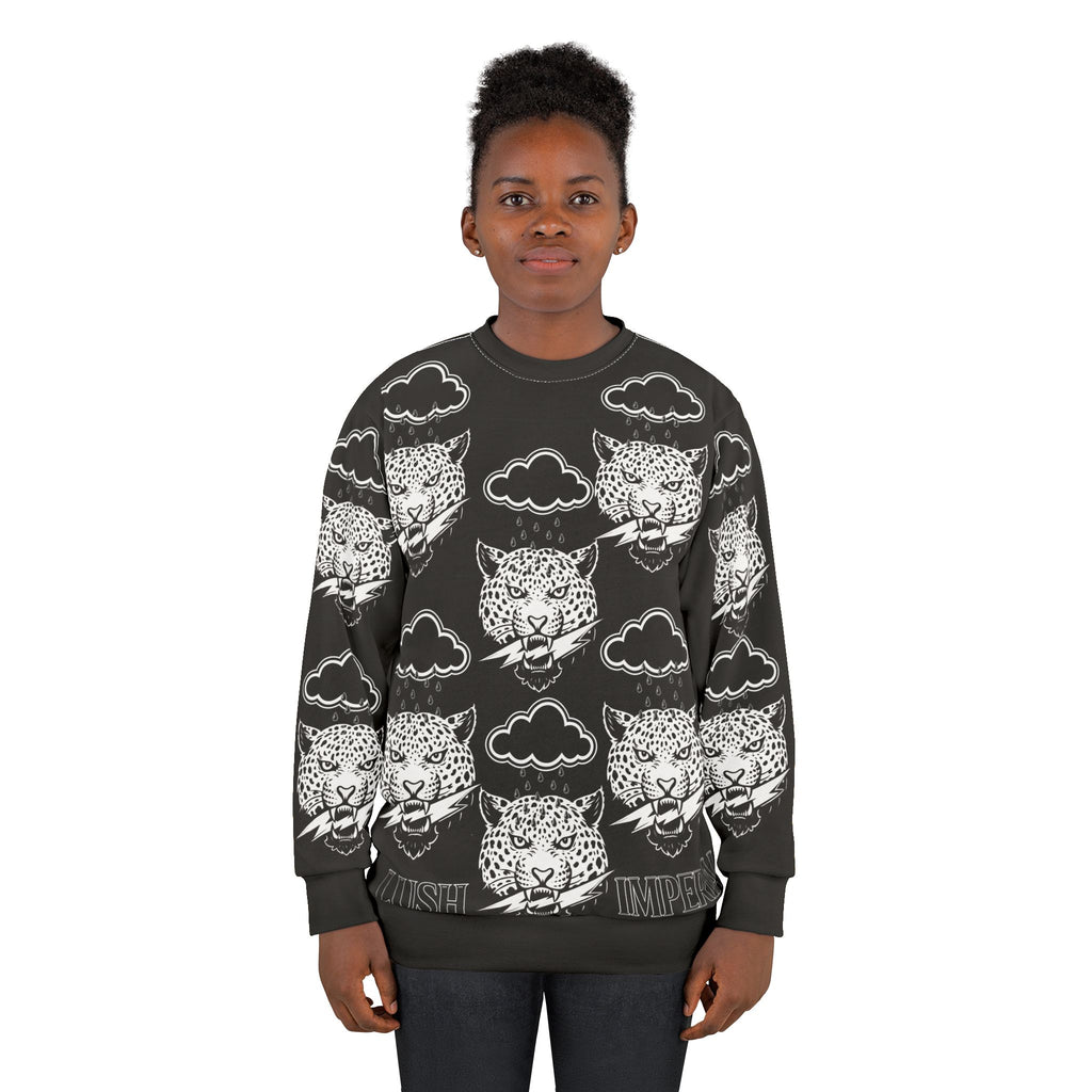 "Leopard Clouds Graphic Sweatshirt — Lush Imperial All-Over Print"
