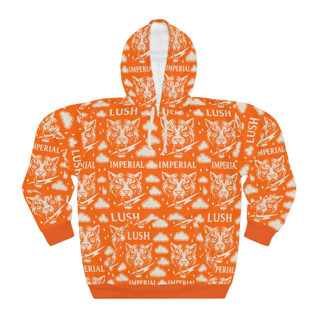 Orange Royal Voltage Unisex Pullover Hoodie (AOP)
