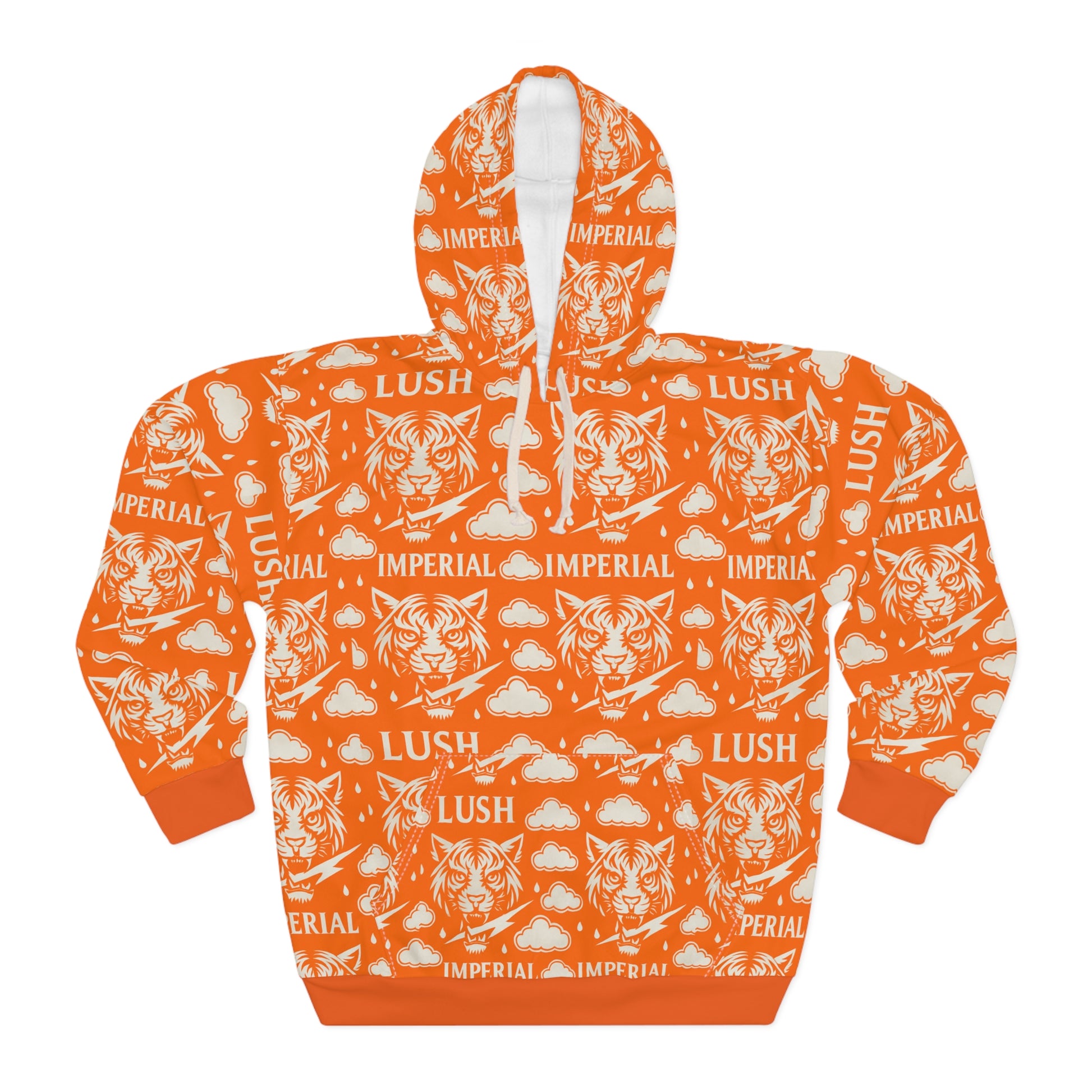 Orange Royal Voltage Unisex Pullover Hoodie (AOP)