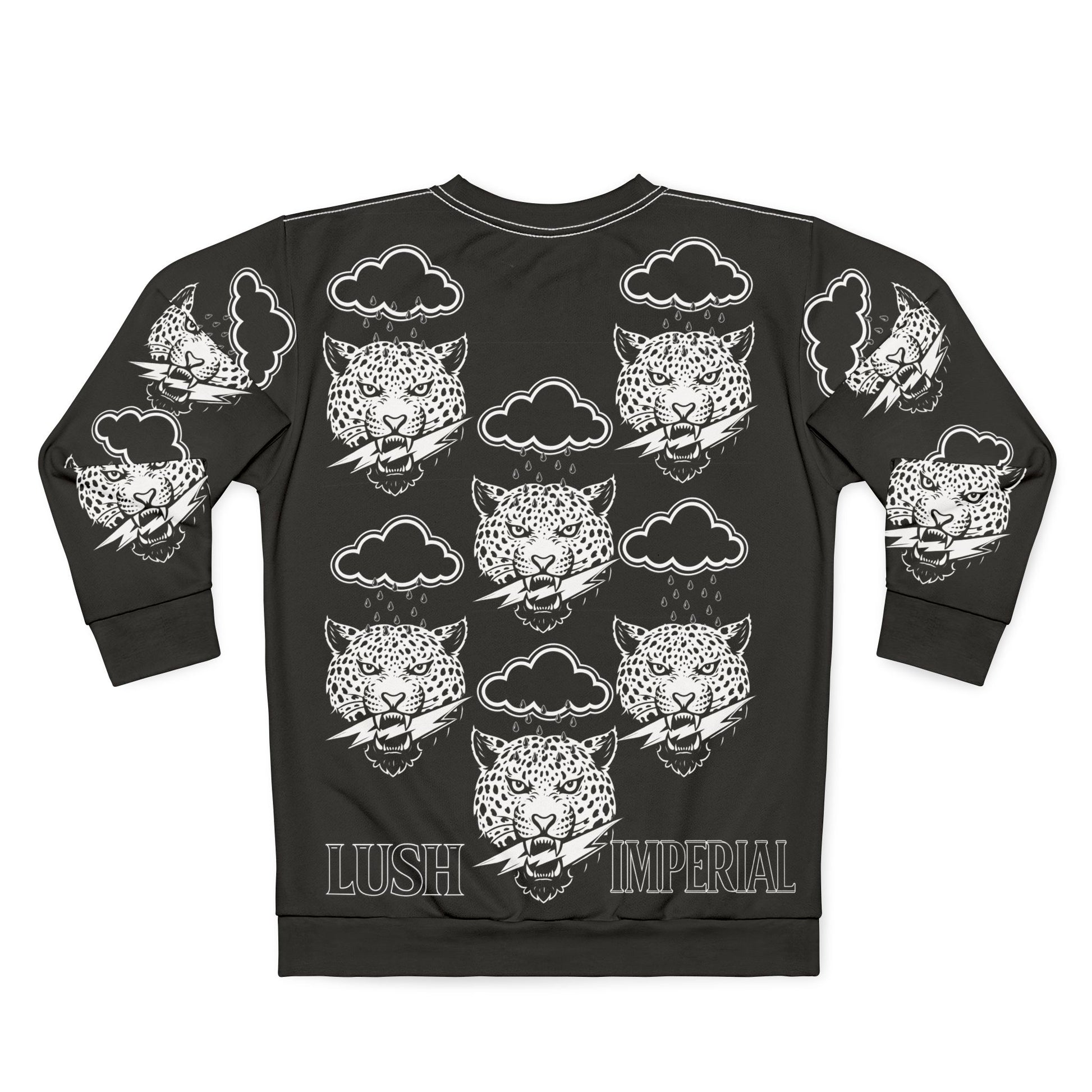 "Leopard Clouds Graphic Sweatshirt — Lush Imperial All-Over Print"