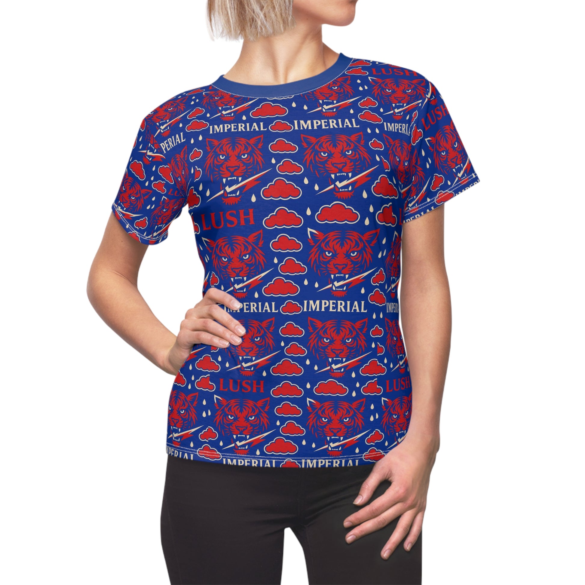 Royal Blue And Red Lush Imperial Women's Tee