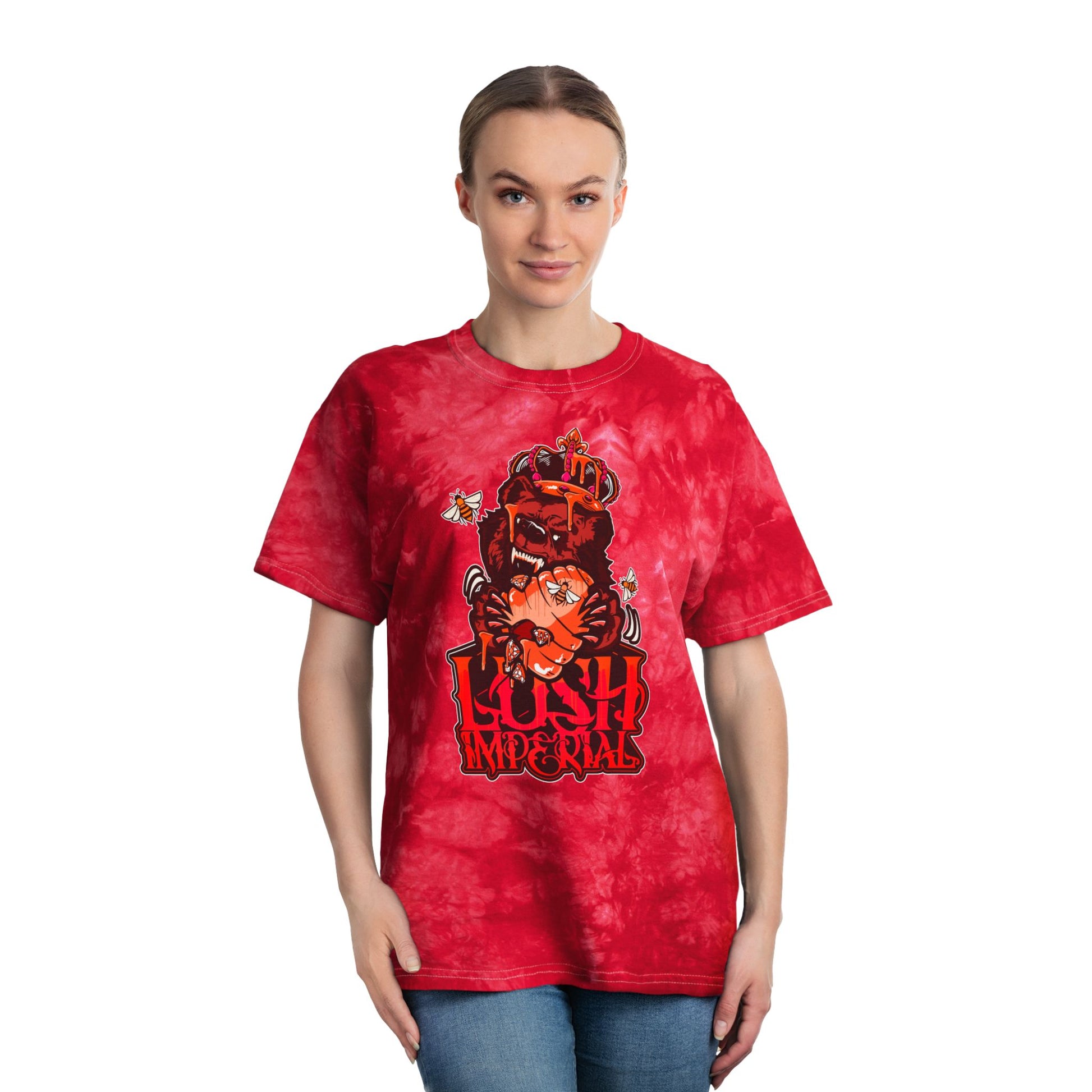 Iconic Bear  Red Vibrant Tie-Dye Tee