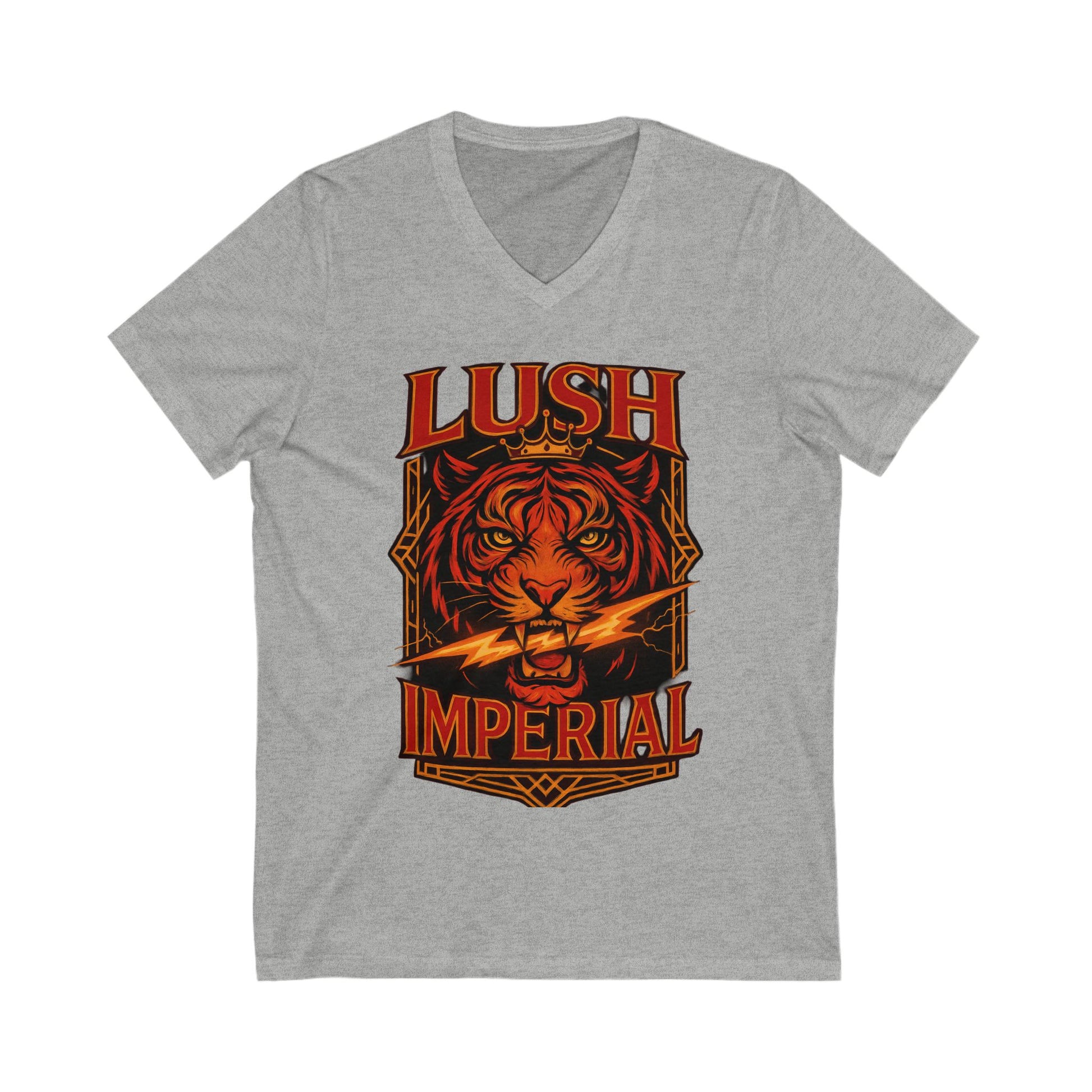 Unisex Tiger Graphic V-Neck Tee - Lush Imperial Design, Casual Fashion, Gift for Animal Lovers, Summer Wear, Unique T-Shirt
