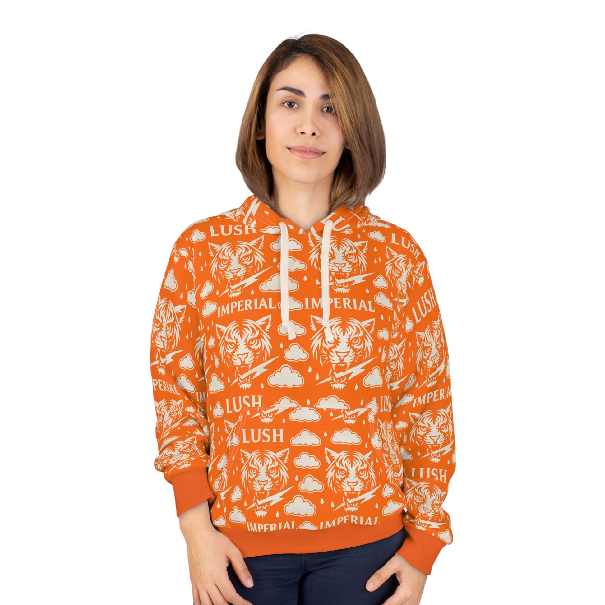 Orange Royal Voltage Unisex Pullover Hoodie (AOP)
