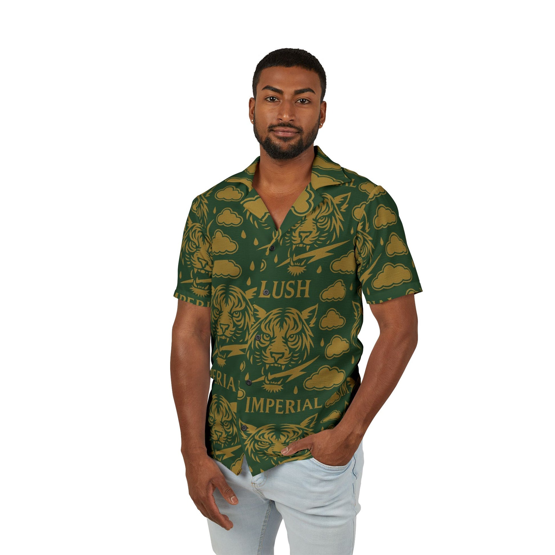 Polyester Green & Gold Lush Imperial Shirt