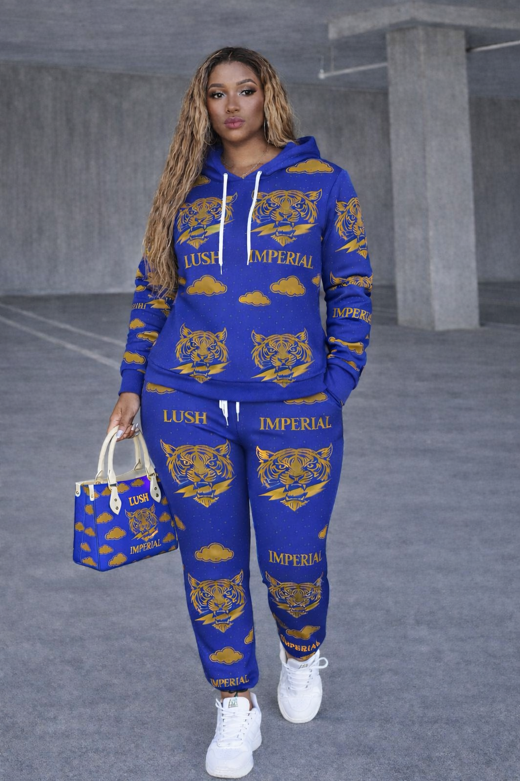" #2 Royal Voltage Bundle – Lush Imperial Silk Hoodie, Joggers & Leather Purse Set"