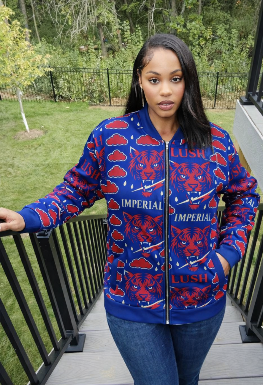 Blue & Red Lush Imperial  Bomber Jacket