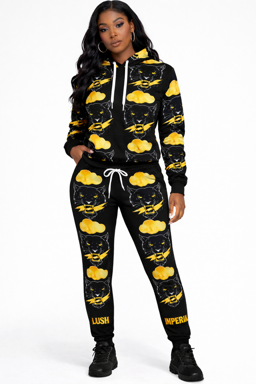 "Black And Gold Unisex Jogging Suit"